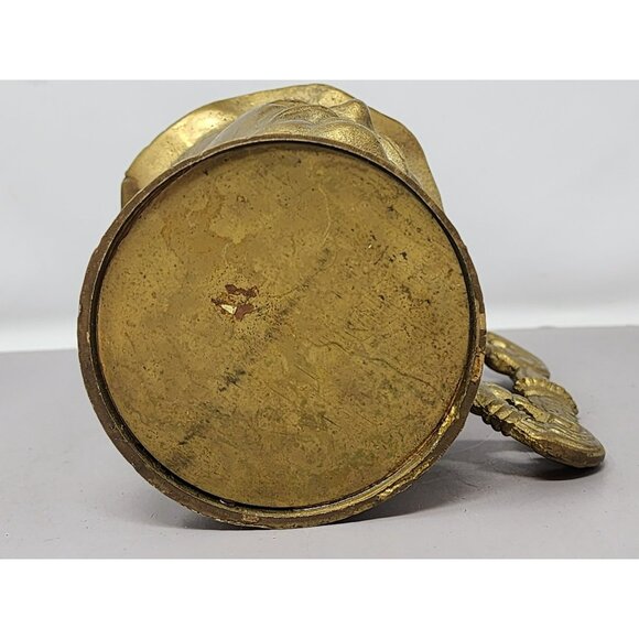 Antique Gold-Toned Brass Tankard Mug With Mans Face Design & Ornate Handle - Picture 6 of 9